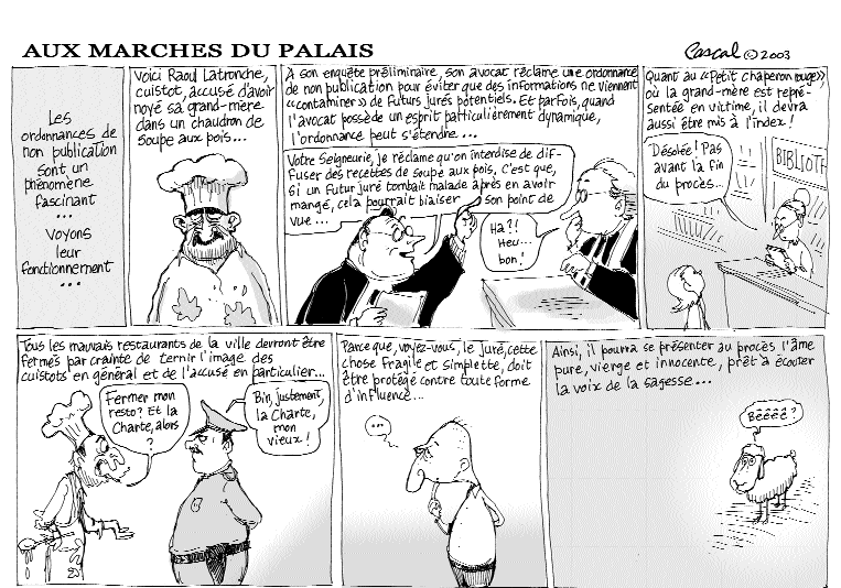 Caricature du Journal du Barreau - &eacute;dition du 1er juillet 2003