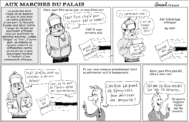 Caricature du Journal du Barreau - &eacute;dition du 1er avril 2004